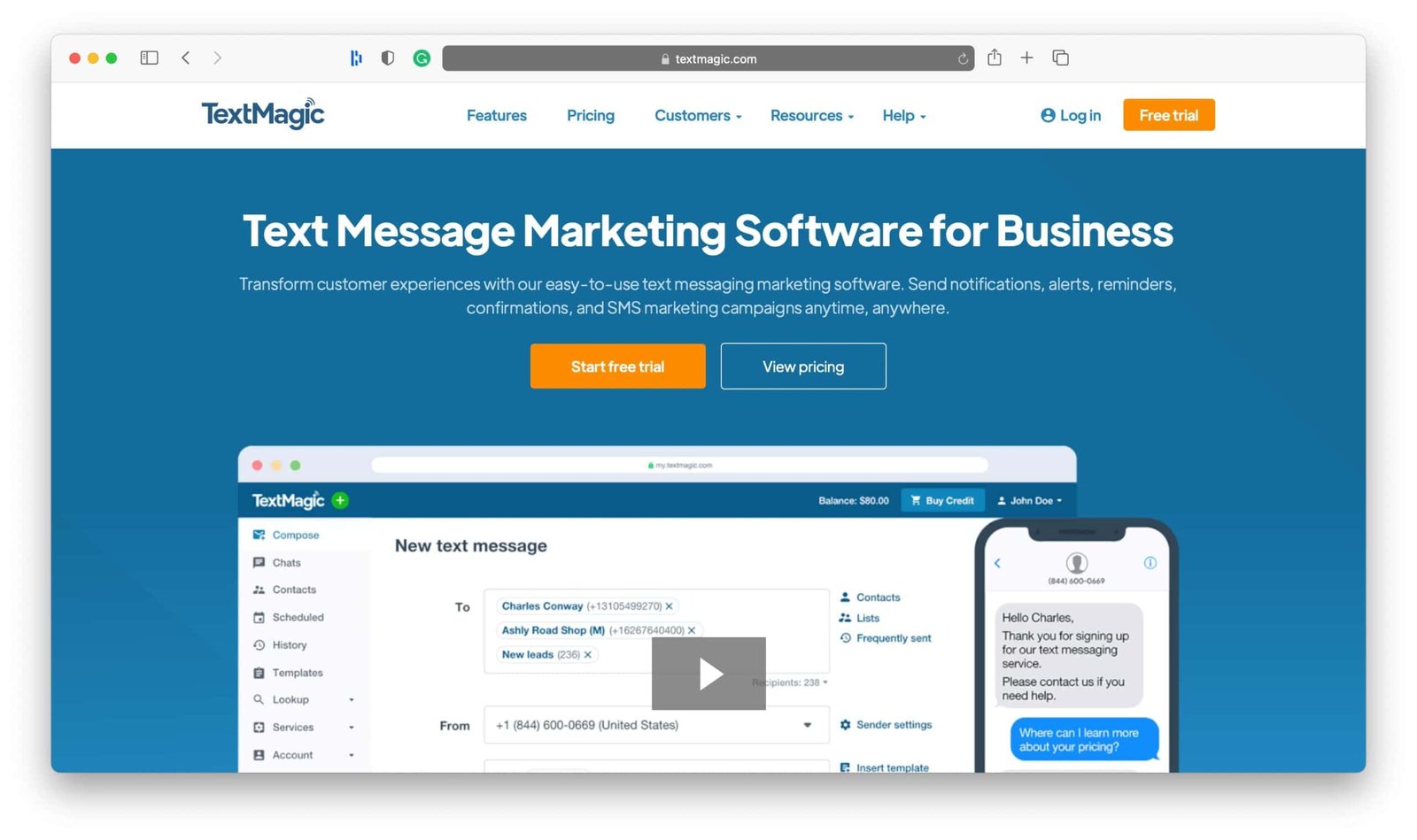 TextMagic SMS Pazarlama Araçları