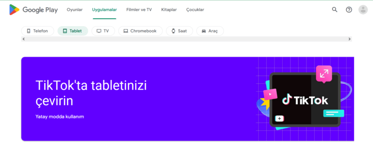 Android Tabletlere TikTok İçin Yatay Mod Geldi