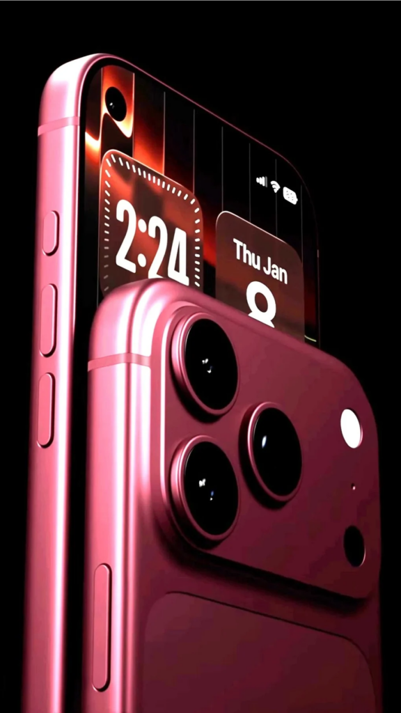 İddialara göre iPhone 18 Pro'ya ait olan render edilmiş görüntülerde, ekranın solunda, merkezden biraz uzakta konumlandırılmış "delik şeklinde" bir kamera görülüyor (Görsel: Jon Prosser).