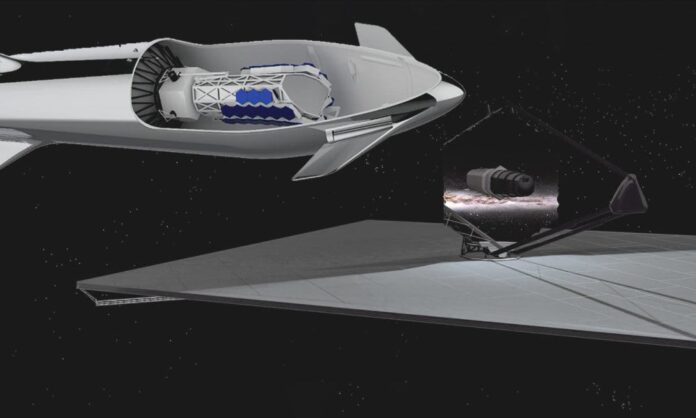 Starship ve NASA LUVOIR uzay teleskobu temsili görseli